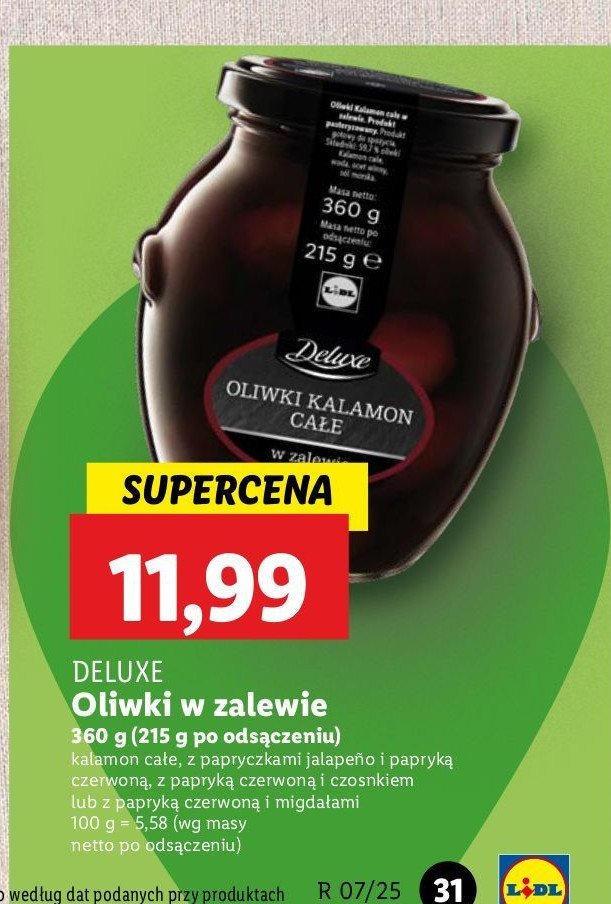 Oliwki zielone nadziewane zielonymi papryczkami jalapeno i papryką czerwoną Deluxe promocja