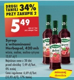 Syrop malina z cytryną Herbapol promocja w Biedronka