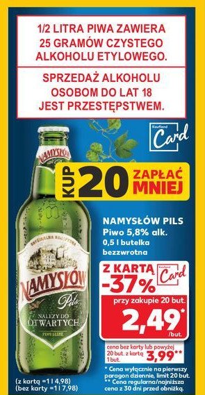 Piwo Namysłów pils promocja w Kaufland