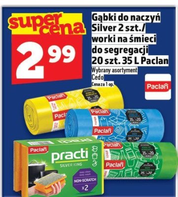Worki na śmieci Gąbki do naczyń Silver 2 szt. / worka na śmieci do segregacji 20 szt. 35 L Paclan promocja w TOPAZ