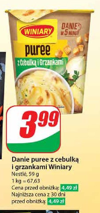 Puree ziemniaczane ze smażoną cebulką i grzankami Winiary danie mniam promocja