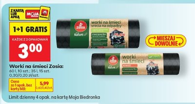 Worki na śmieci 60 l lub 35 l 1+1 GRATIS promocja w Biedronka