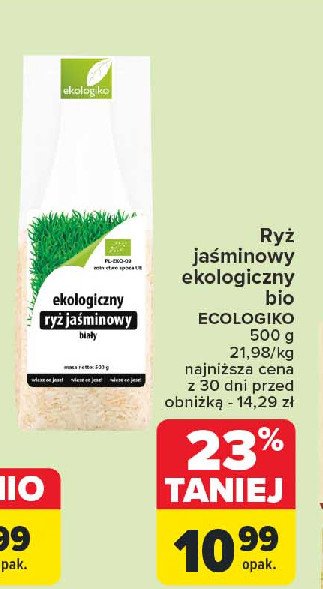 Ryż jaśminowy biały Ekologiko promocja w Carrefour