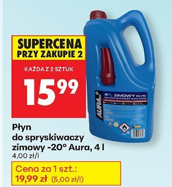 Płyn do spryskiwaczy zimowy -20° Aura, 4 l promocja w Biedronka