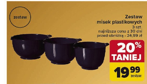 Zestaw misek plastikowych czarny promocja w Carrefour