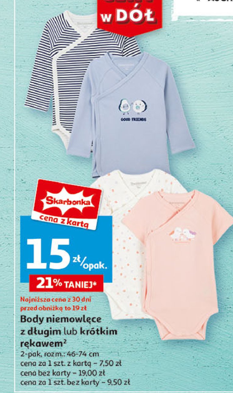 Body niemowlęce krótki rękaw 46-74 cm Auchan inextenso promocja