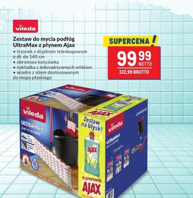 Zestaw do mycia podłóg UltraMax z płynem Ajax promocja w Makro