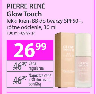 Krem do twarzy spf50 01 light Pierre rene glow touch promocja