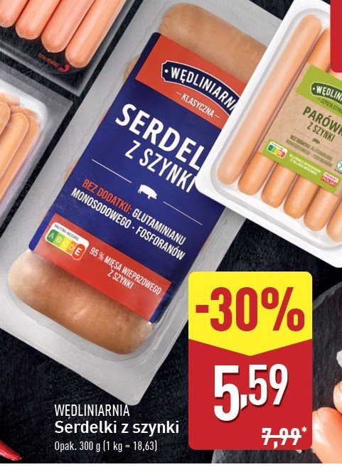 Serdelki z szynki Wędliniarnia premium promocja w Aldi