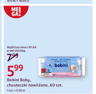 Chusteczki wilgotne z witaminą e Bobini baby promocja w Rossmann