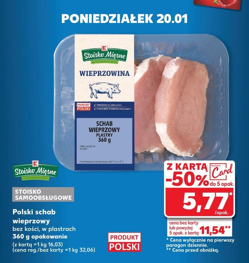 Schab wieprzowy plastry qafp Stoisko mięsne promocja w Kaufland