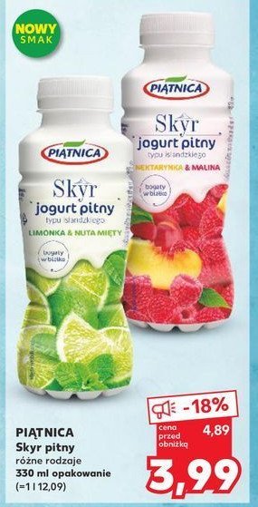 Jogurt pitny limonka z nutą mięty Piątnica skyr promocja w Kaufland