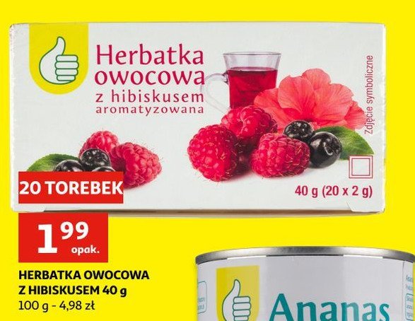 Herbatka owocowa z hibiskusem Podniesiony kciuk promocja w Leclerc