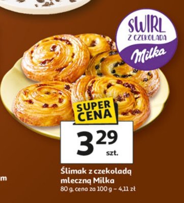 Ślimak z czekoladą mleczną Milka promocja w Auchan