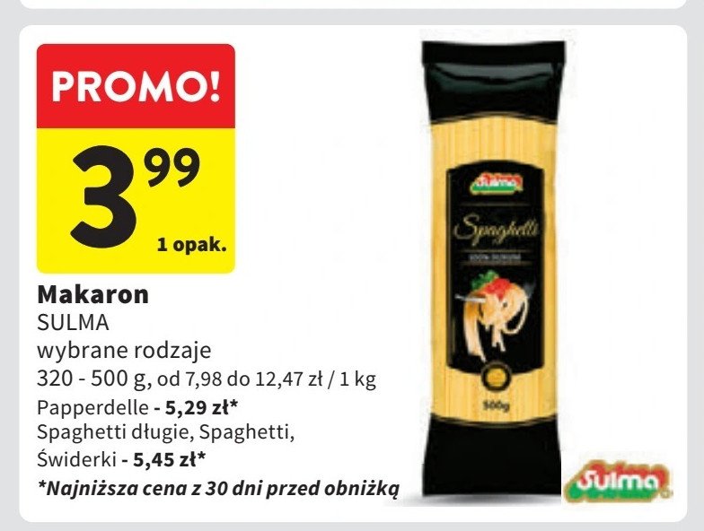 Makaron pappardelle Sulma promocja w Intermarche