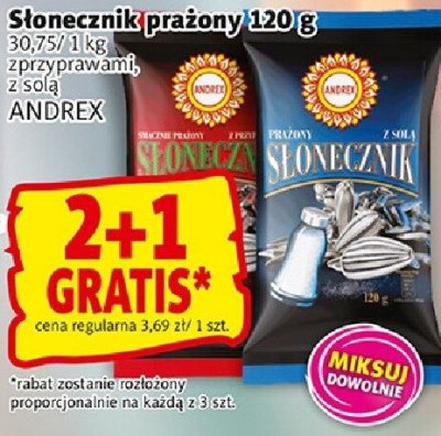 Słonecznik prażony Słonecznik prażony 120 g ANDREX promocja w Prim Market