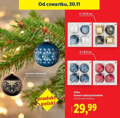 4 szklanych bombek promocja w Lidl