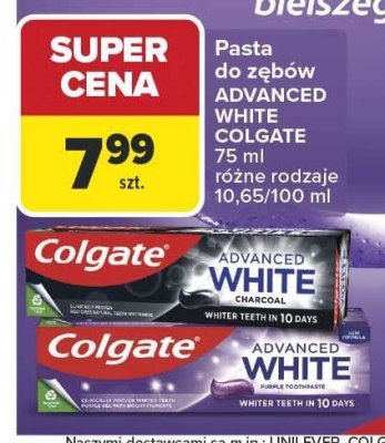 Pasta do zębów Advanced White Colgate różne rodzaje promocja w Carrefour