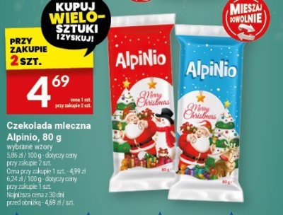 Czekolada mleczna Alpinito, 80 g promocja w Twój Market