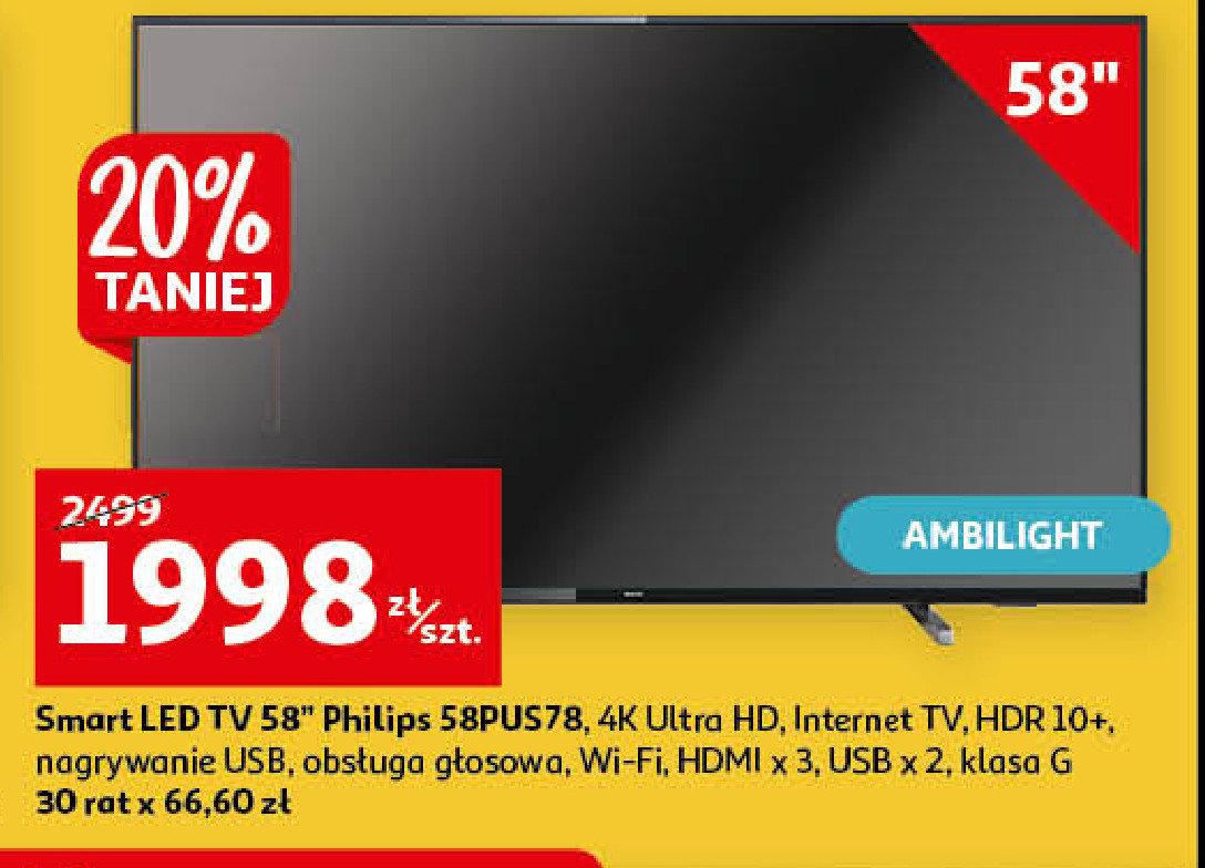 Telewizor 58" 58pus78 Philips promocja