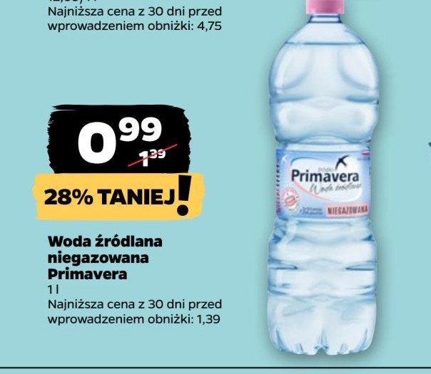 Woda niegazowana Primavera promocja w Netto