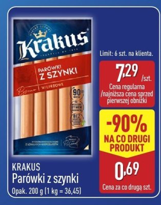 Parówki z szynki  promocja w Aldi