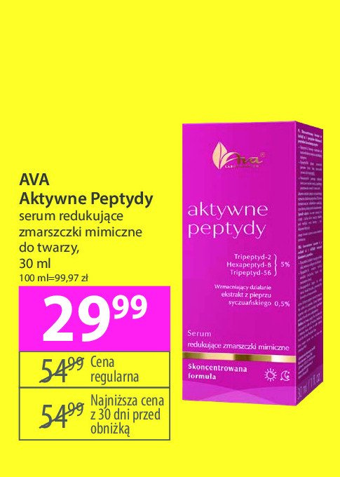 Serum do twarzy AVA AKTYWATOR MŁODOŚCI PEPTYD BIOMETRYCZNY promocja