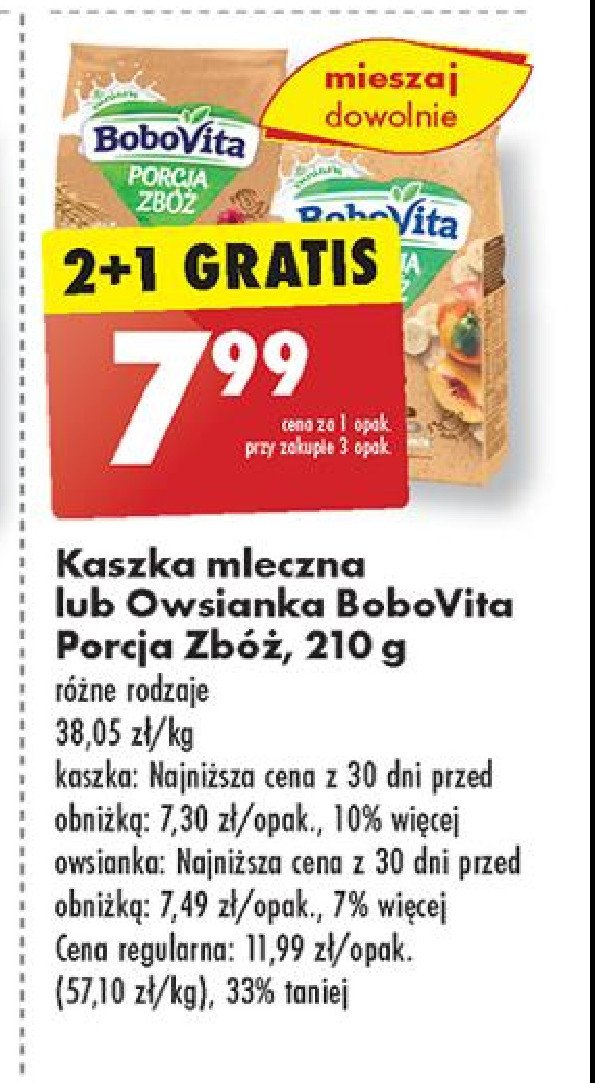 Kaszka mleczna 4 zboża jabłko - gruszka Bobovita porcja zbóż promocja