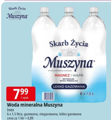 Woda mineralna Muszyna Inex lekko gazowana promocja w Leclerc