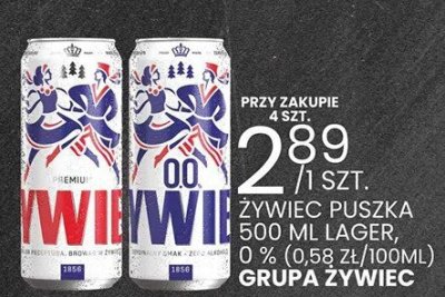 Piwo Żywiecka piuszka 500 ml Lager, 0% (0,52 zł/100ml) Grupa Żywiec promocja w Wafelek