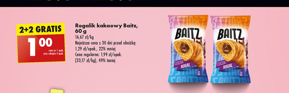 Rogalik kakaowy Baitz promocja w Biedronka
