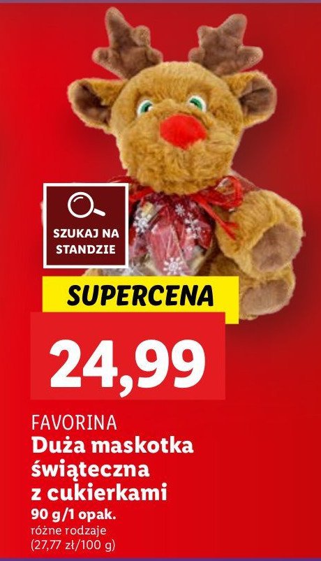 Maskotka renifer z cukierkami Favorina promocja