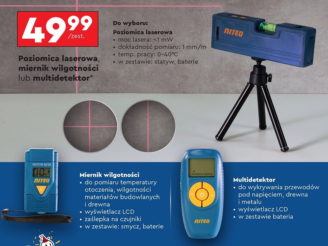 Poziomica laserowa Niteo tools promocja w Biedronka