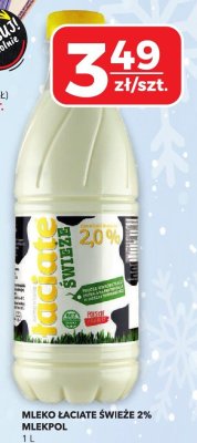 Mleko łaciate świeże 2% Mlekpol 1l promocja w Top Market