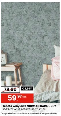 Tapeta winylowa NORMAN DARK GREY promocja w Leroy Merlin