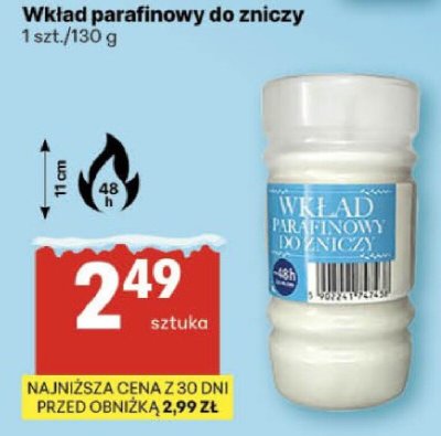 Wkład parafinowy do znicza 1 szt./130 g promocja w Delikatesy Centrum