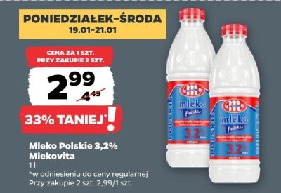 Mleko Polskie 3,2% promocja w Netto
