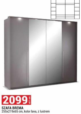 Szafa BREMA 255x219x65 cm, kolor lava, z lustrem promocja w Merkury Market