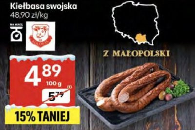 Kiełbasa swojska z Małopolski promocja w Delikatesy Centrum