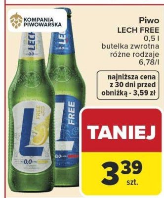 Piwo Lech Free 0,5 l butelka zwrotna, różne rodzaje promocja w Carrefour Market