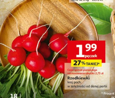 Warzywa rzodkiewki pęczek, kraj poch. w zależności od danej partii promocja w Auchan