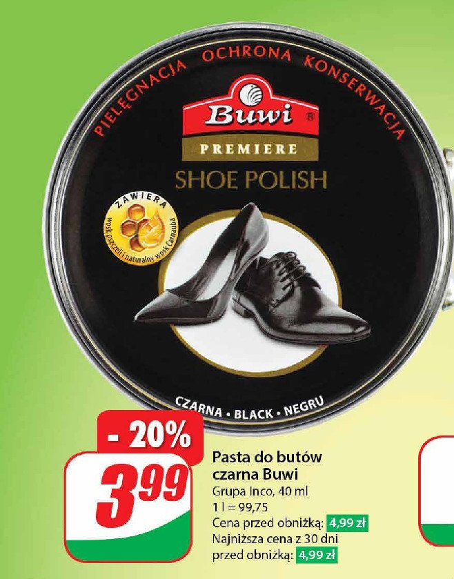 Pasta do butów czarna Buwi promocja w Dino