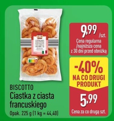 Ciastka z ciasta francuskiego BISCOTTO promocja w Aldi