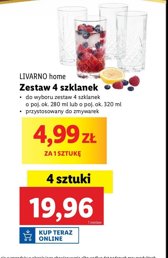 Szklanki 280 ml LIVARNO HOME promocja