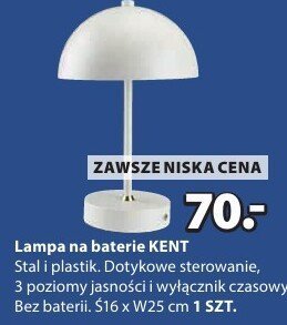 Lampa na baterie KENT S16 x W25 cm promocja w Jysk