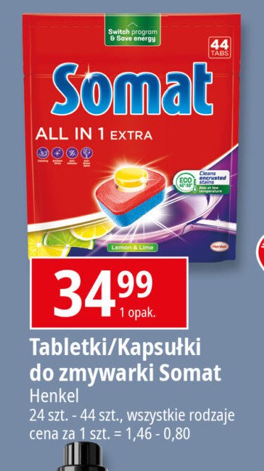 Tabletki do zmywarki Somat all in 1 promocja w Leclerc