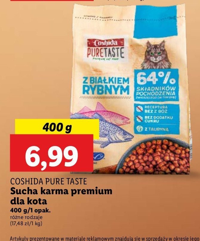 Karma dla kota z białkiem rybnym Coshida pure taste promocja