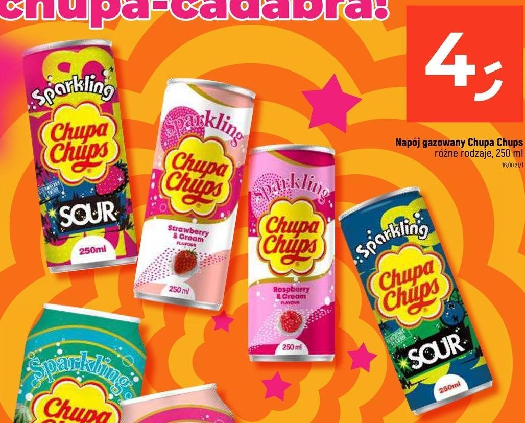 Napój strawberry & cream Chupa chups sparkling promocja