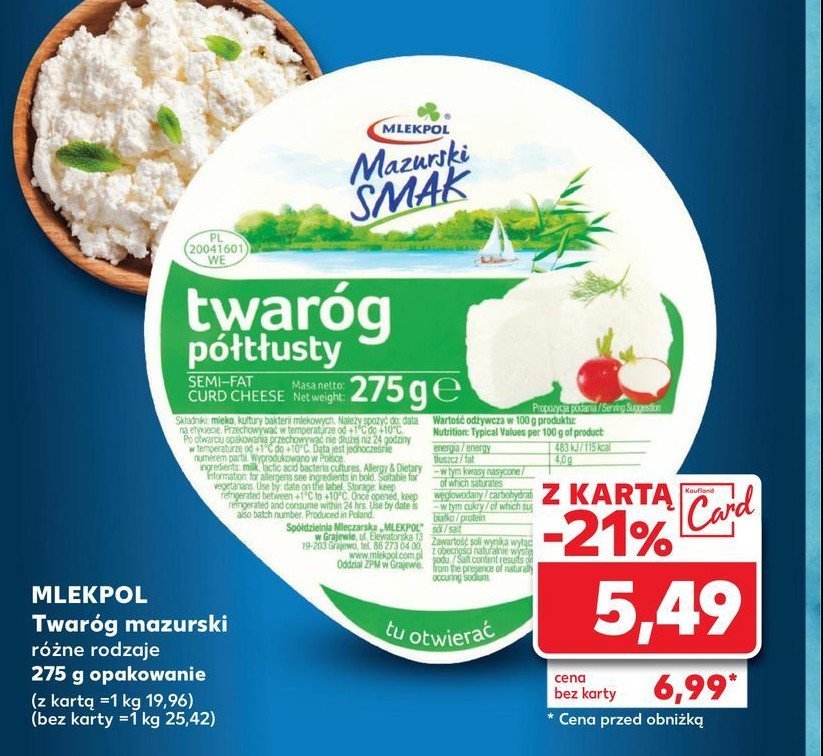 Twaróg półtłusty Mlekpol mazurski smak promocja