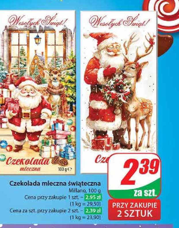 Czekolada mleczna świąteczna Milano zone promocja